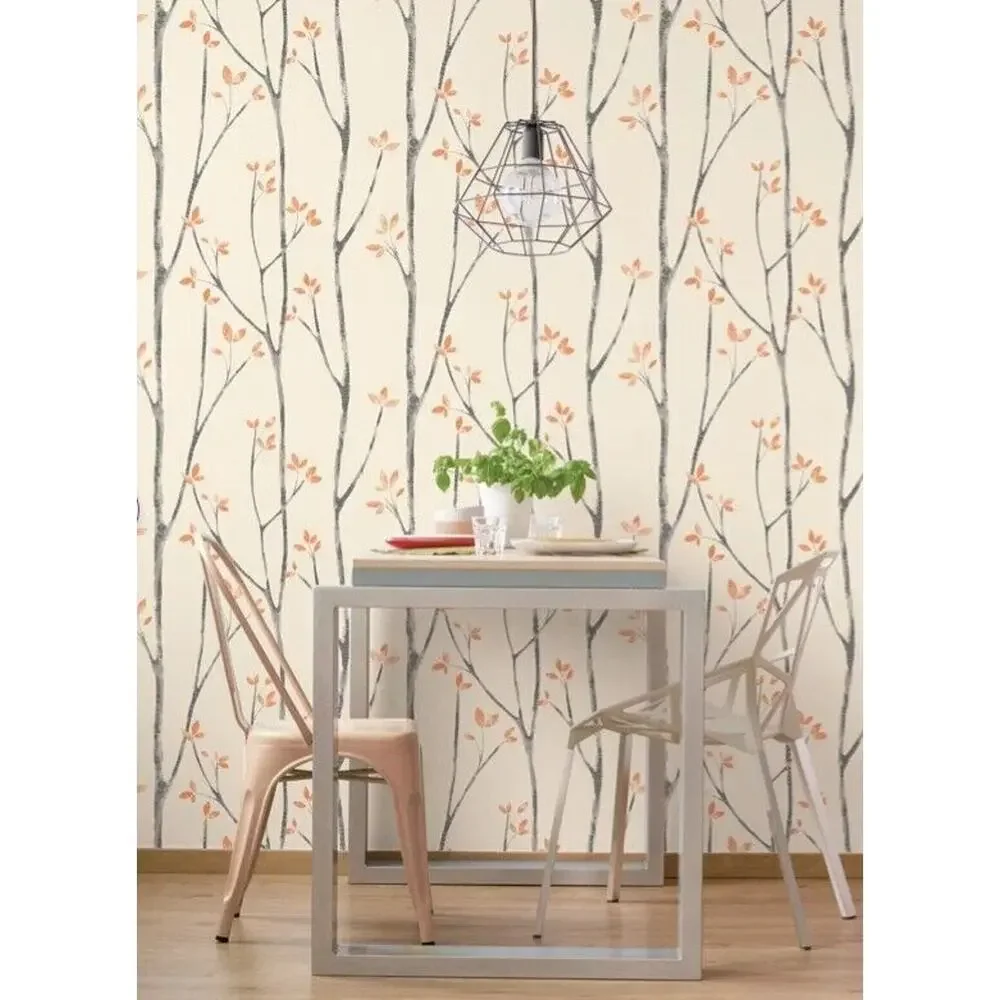 Orange Signe Floral Double Roll Nature Scandinavian Wildlife Washable